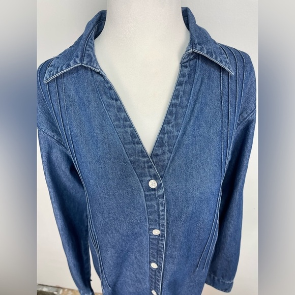 Main Street Blues denim button down tunic shirt women’s size L - Picture 7 of 14